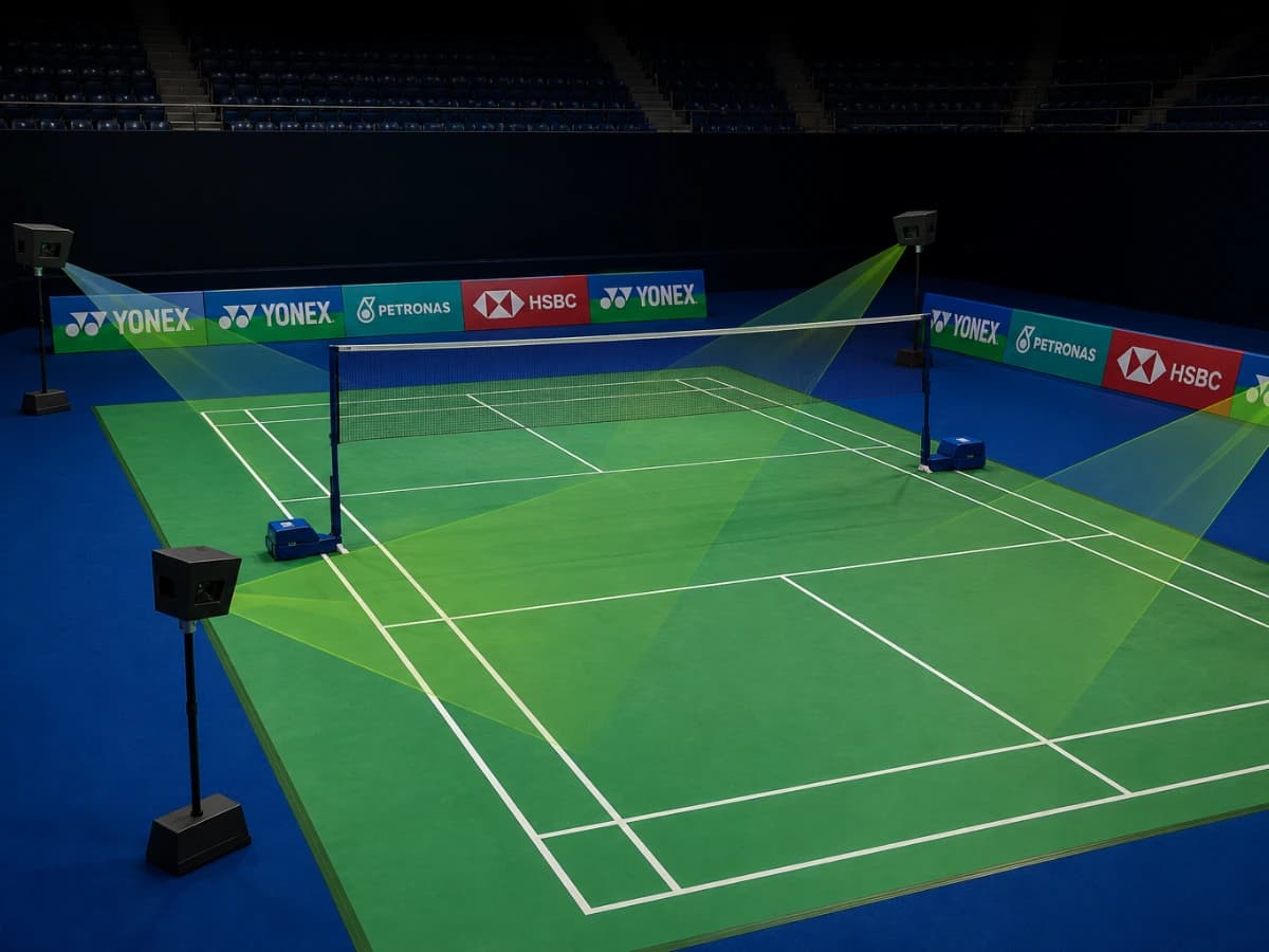 Strategic camera placement around the badminton court